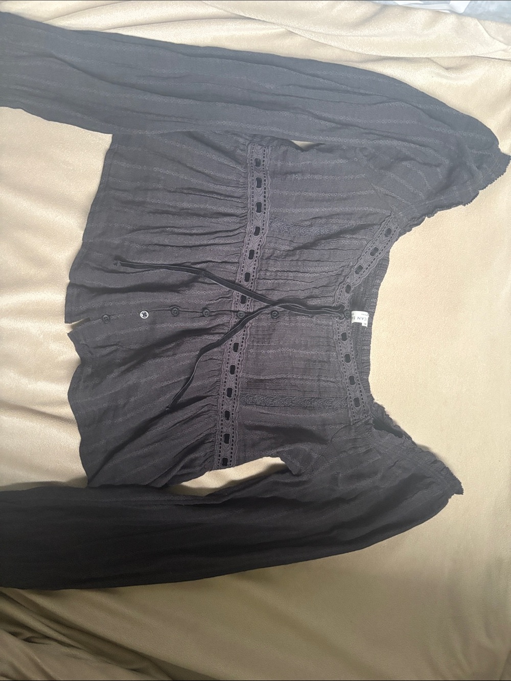 NWOT American Eagle Outfitters Black Button-Front Peasant Blouse